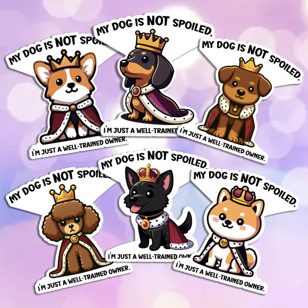 5-pack stickers: My dog is NOT spoiled...